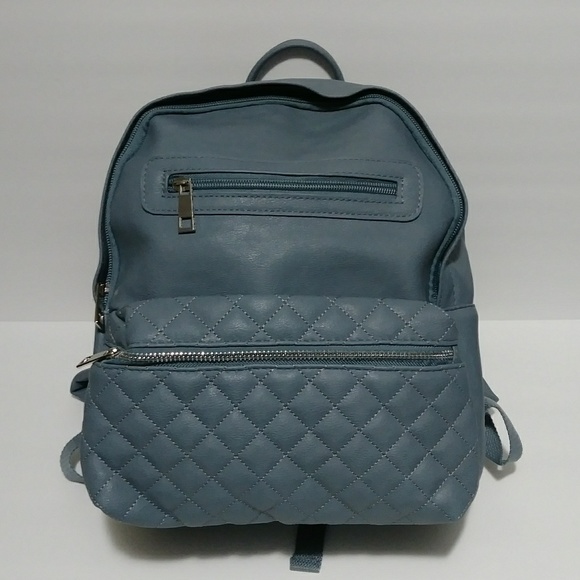 grey faux leather backpack